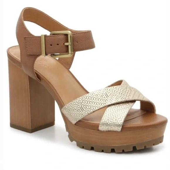 NWT Crown Vintage Julia Wood Block Heel Platform Sandal Women’s SZ 6.5 G… - Picture 1 of 9